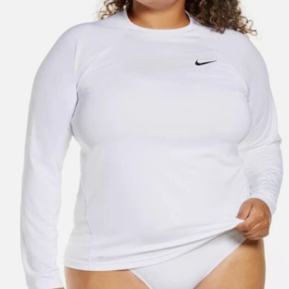 NWT! Nike White Essentials Long Sleeve Dri Fit Rash Guard Shirt NEW! - Picture 3 of 3